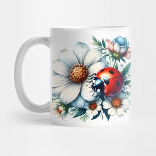 A ladybug decorated with beautiful colorful flowers. Mug